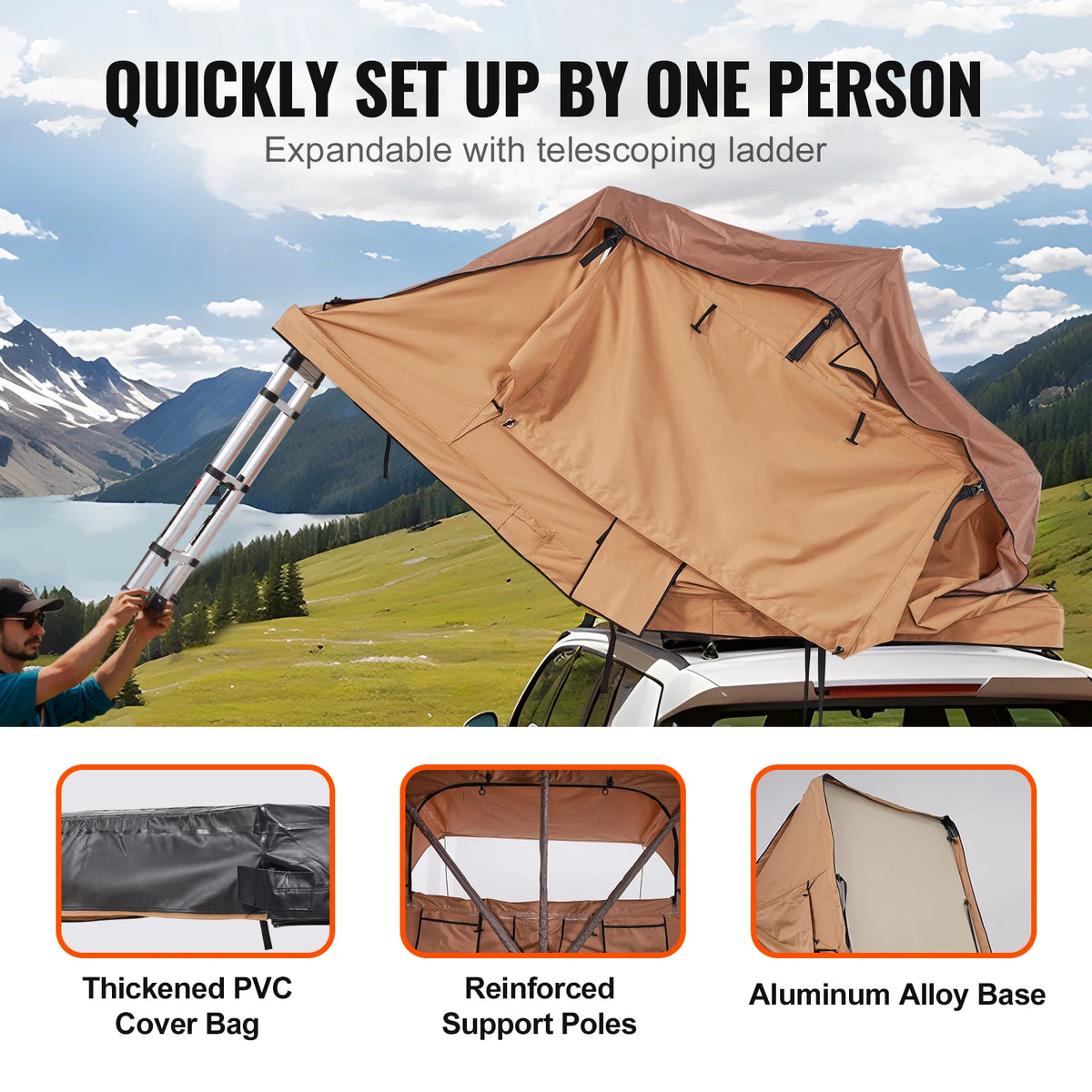 Hardshell Rooftop Tent with Telescopic Ladder - image 4