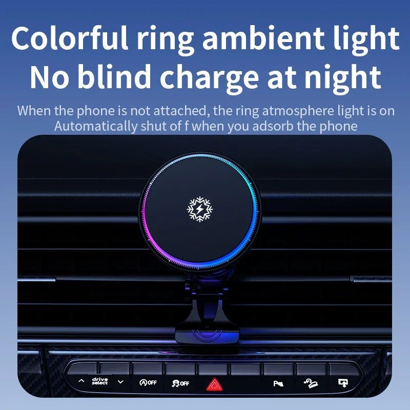 15W Magnetic Wireless Car Charger Mount with Cooling - image 5