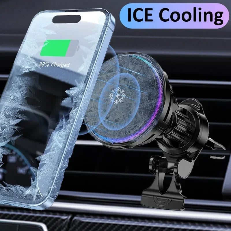15W Magnetic Wireless Car Charger Mount with Cooling - image 1