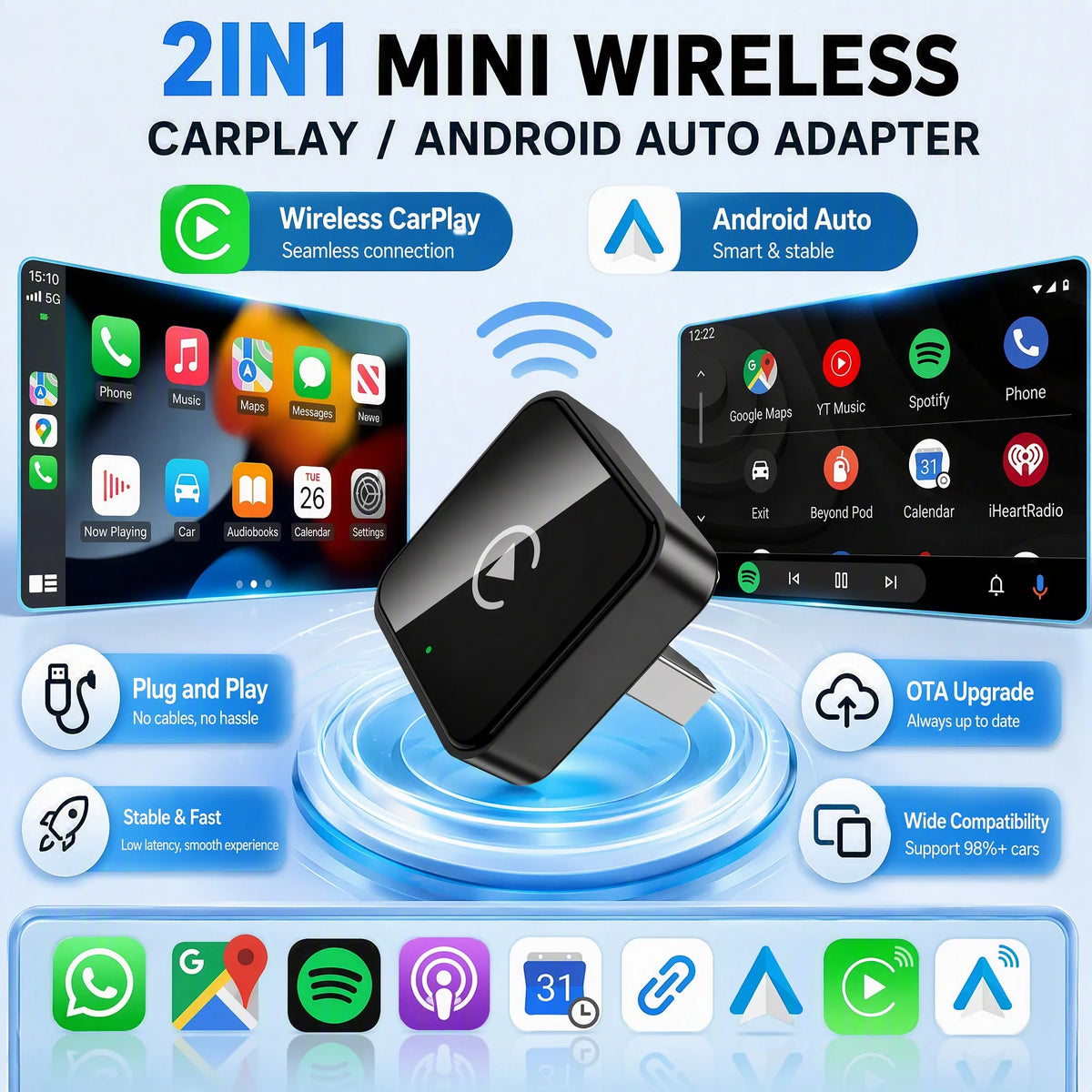 2-in-1 Wireless CarPlay & Android Auto Adapter - image 1