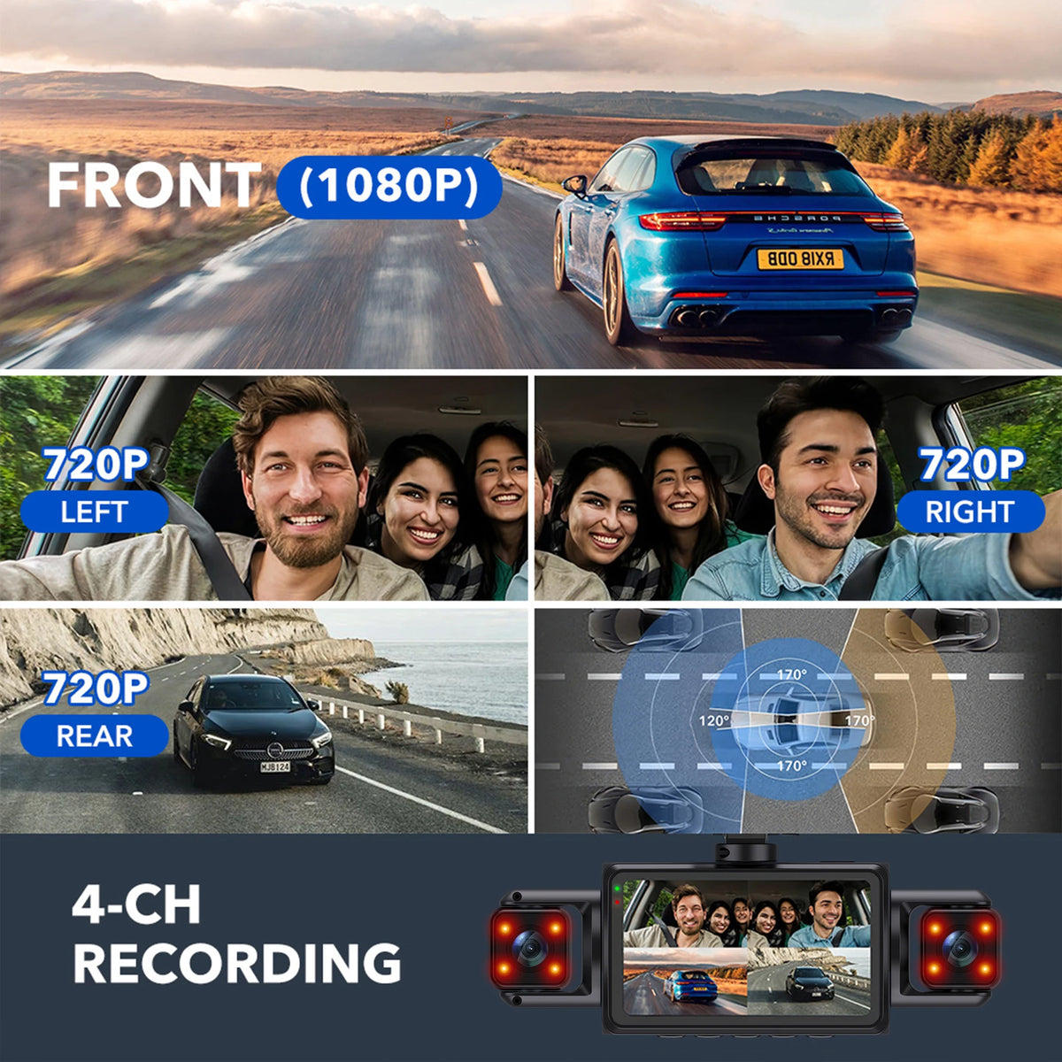 4-Channel Wi-Fi Dash Cam, 1080P - image 2