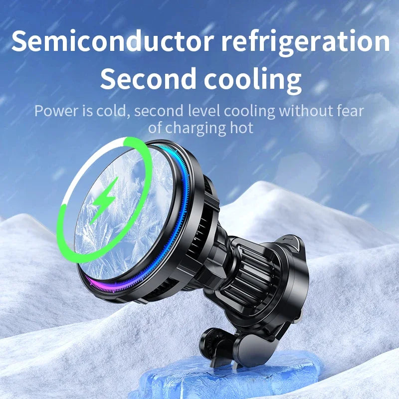 15W Magnetic Wireless Car Charger Mount with Cooling - image 2