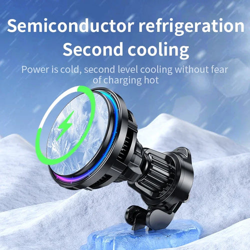 15W Magnetic Wireless Car Charger Mount with Cooling - image 2